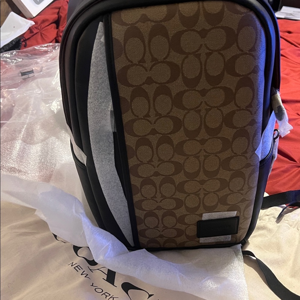 Coach Signature Brown and Black unisex Backpack BNWT!!